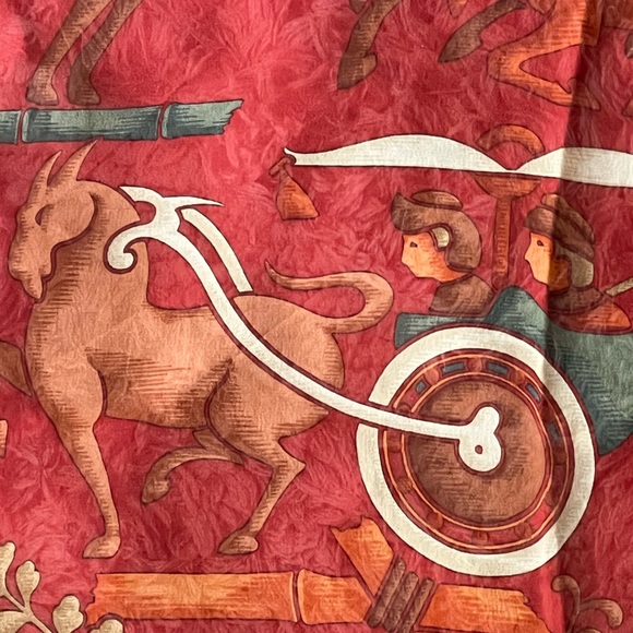 Salvatore Ferragamo silk sheer scarf 34x34-orange and reds - Picture 10 of 10